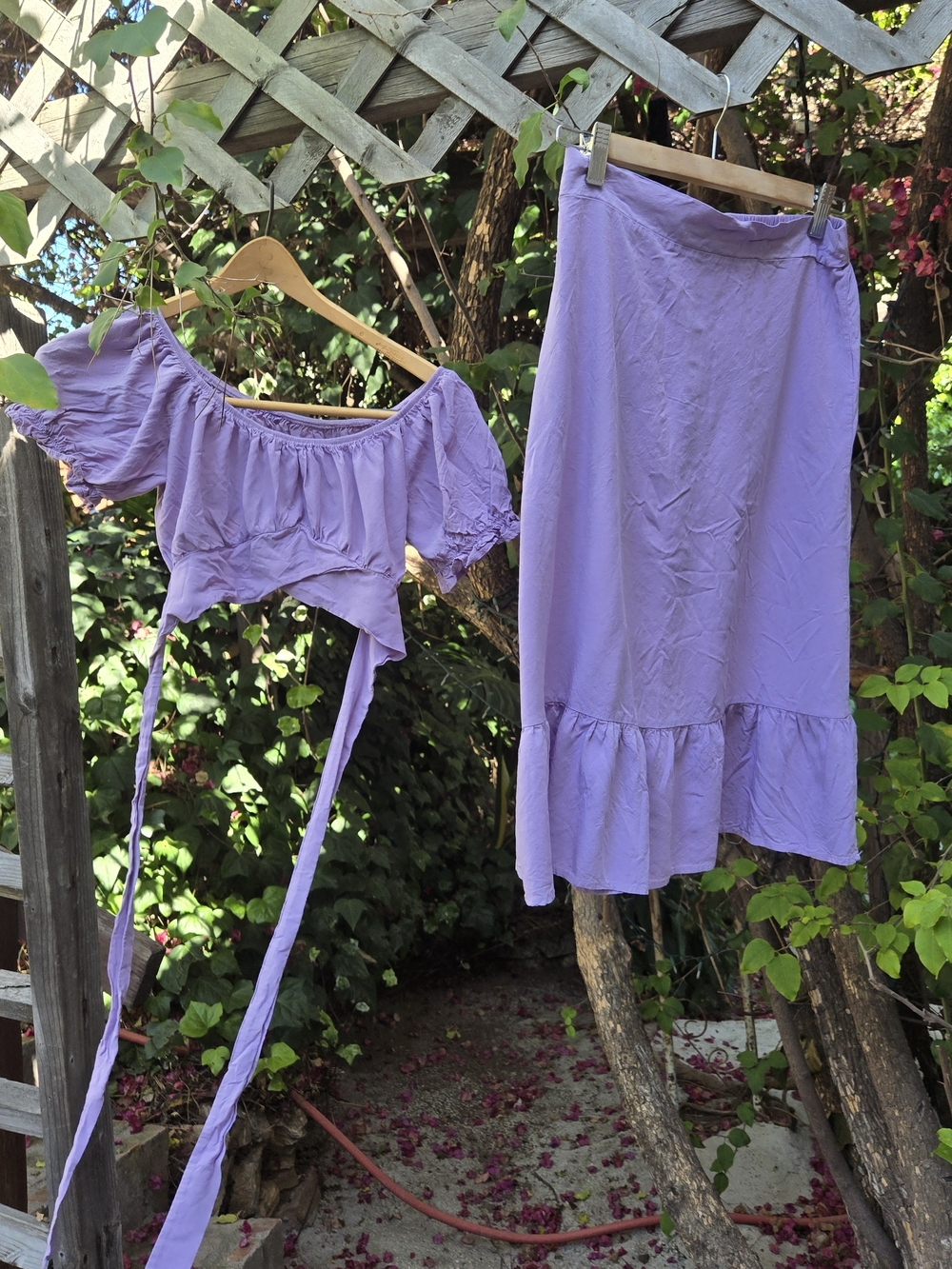 Y2k Lavender Crop Top And Skirt Matching Set XS S